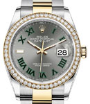 Datejust 36mm in Steel with Yellow Gold Diamond Bezel on Oyster Bracelet with Wimbledon Dial