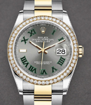 Datejust 36mm in Steel with Yellow Gold Diamond Bezel on Oyster Bracelet with Wimbledon Dial