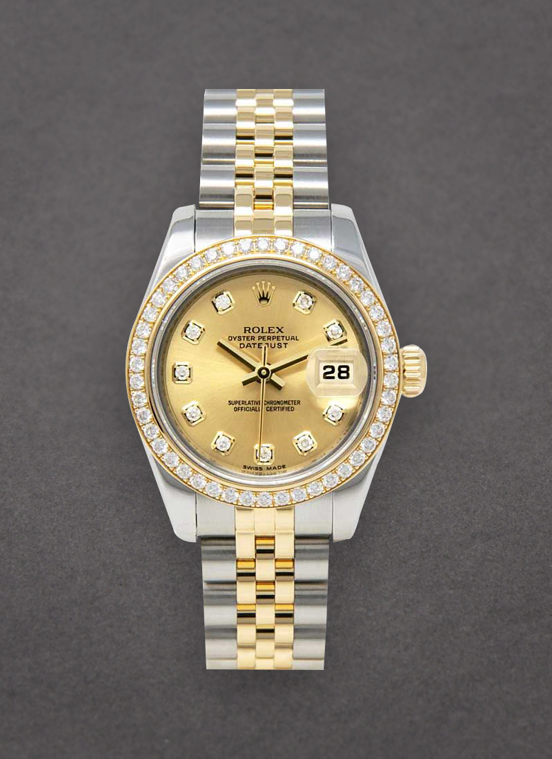 Pre-Owned Rolex Ladies 2-Tone Datejust in Steel with Yellow Gold Diamond Bezel