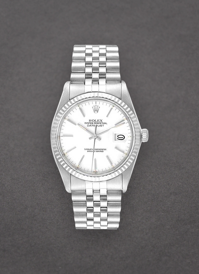 Pre-Owned Rolex Datejust 36mm in Steel with White Gold Fluted Bezel