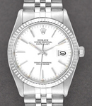 Datejust 36mm in Steel with White Gold Fluted Bezel on Steel Jubilee Bracelet with White Stick Dial