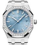 Royal Oak 50th anniversary 34mm in Steel with Diamond Bezel on Steel Bracelet with Sky Blue Tapisserie Dial