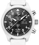 Pilots Chronograph Top Gun Efition LAKE TAHOE in White Ceramic on White Rubber Strap with Black Dial