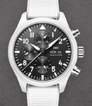 Pilots Chronograph Top Gun Efition LAKE TAHOE in White Ceramic on White Rubber Strap with Black Dial
