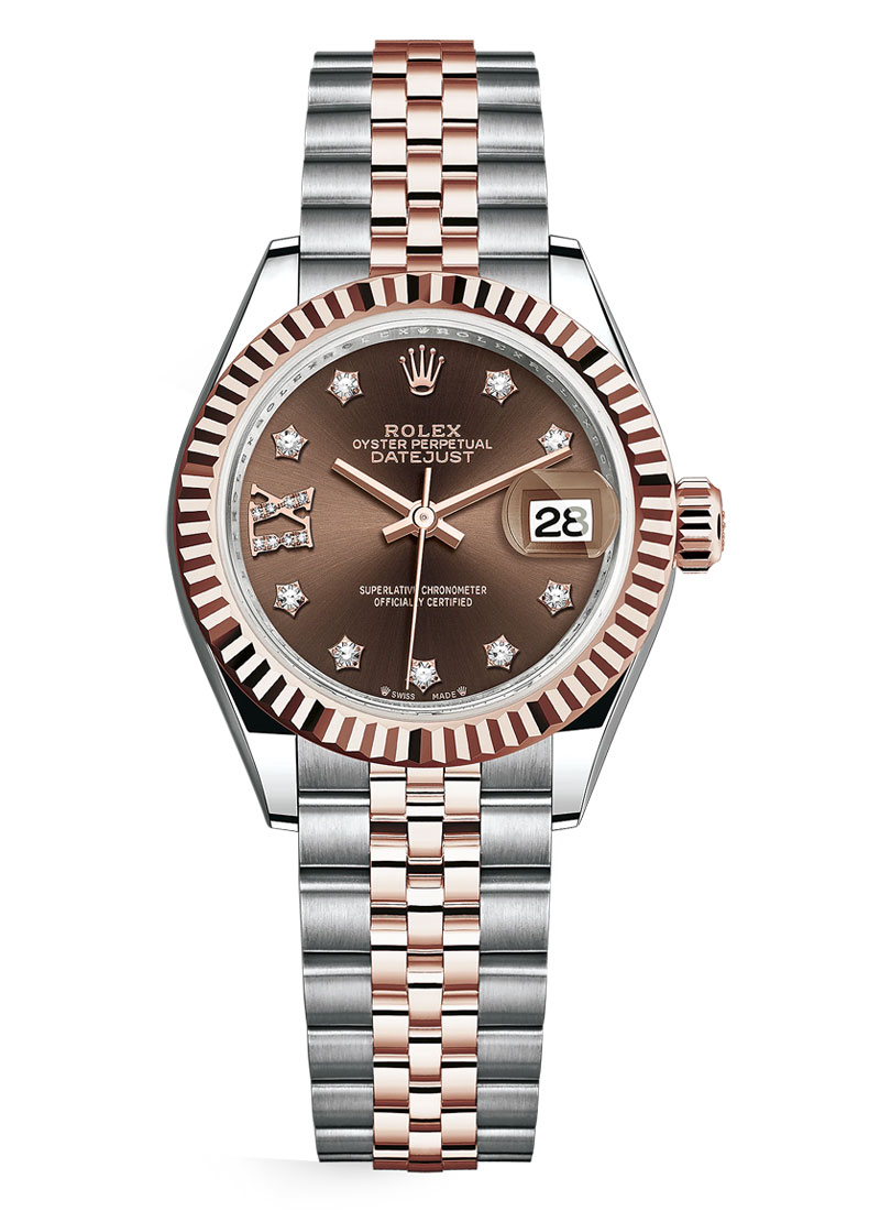 Pre-Owned Rolex Lady's Datejust 26mm in Steel with Rose Gold Fluted Bezel