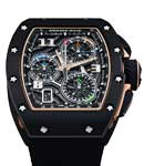 RM72-01 Chronograph in Black TZP Ceramic and Rose Gold on Black Rubber Strap with Skeleton Dial