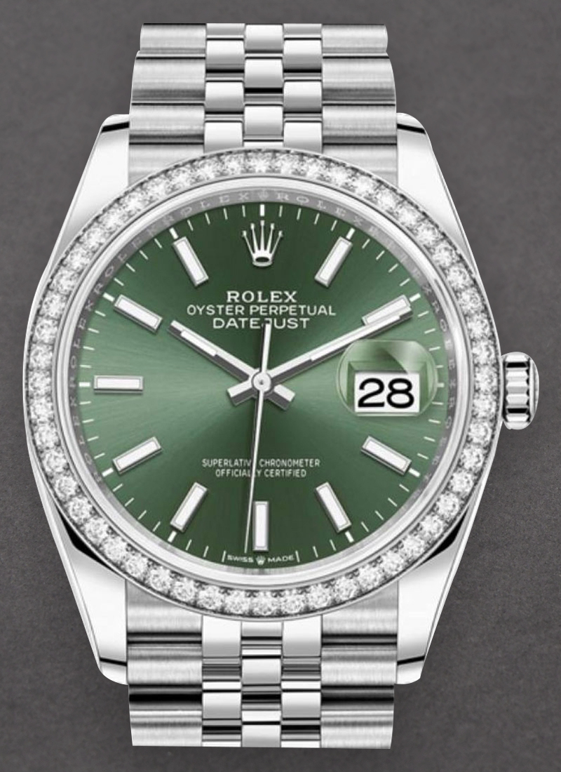 Rolex Unworn Datejust 36mm in Steel with Diamond Bezel