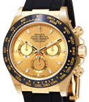 Daytona 40mm Cosmograph in Yellow Gold with Black Bezel on Strap with Champagne Stick Dial