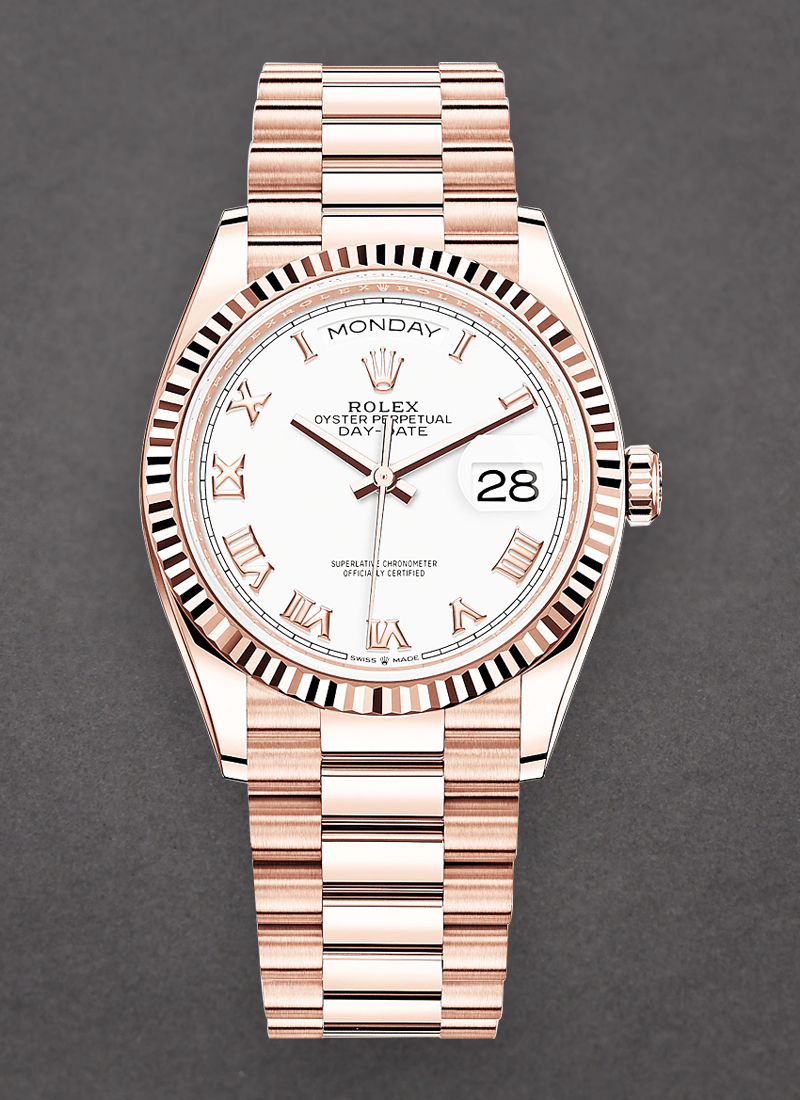 Pre-Owned Rolex President Day Date in Rose Gold with Fluted Bezel