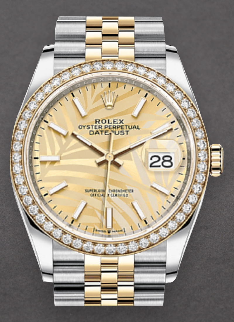 Rolex Unworn Datejust 36mm in Steel with Yellow Gold Diamond Bezel