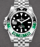 GMT Master II in Steel with Green and Black Ceramic Bezel on Jubilee Bracelet with Black Index Dial