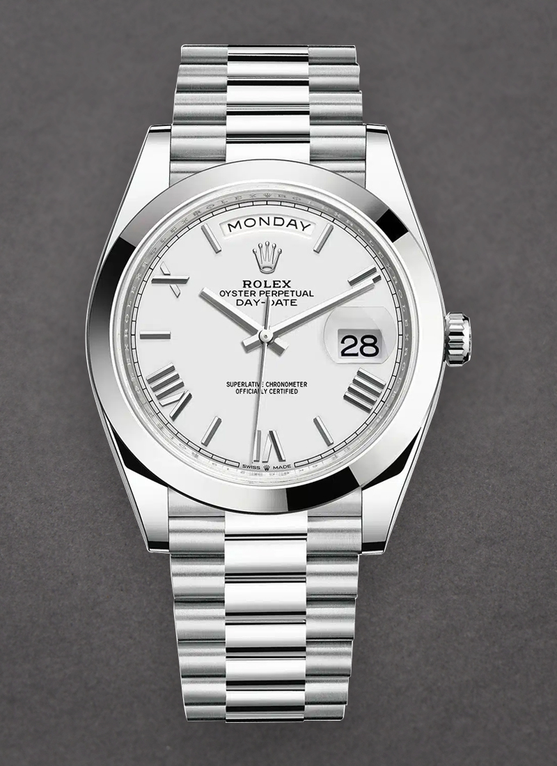 Pre-Owned Rolex Day Date 40mm President in Platinum with Smooth Bezel