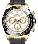 Daytona Cosmograph in Yellow Gold with Black Bezel on Strap with White Stick Dial