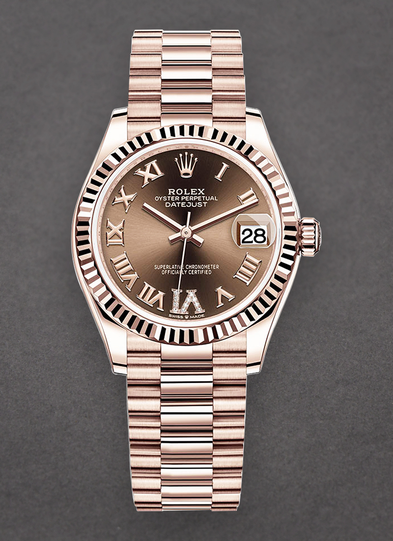 Pre-Owned Rolex DateJust Mid Size in Rose Gold with Fluted Bezel