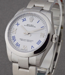 Oyster Perpetual 31mm in Steel with Smooth Bezel on Oyster Bracelet with White Roman Dial