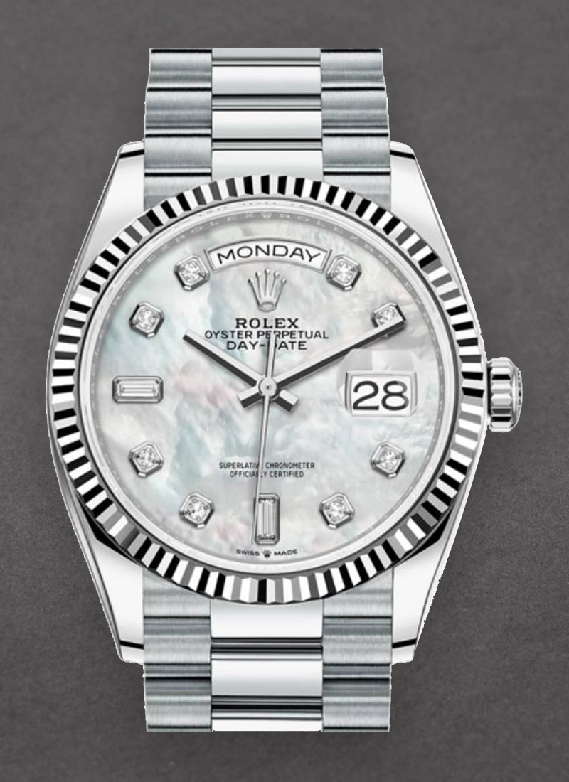 Rolex Unworn Day-Date President  36mm in Platinum with Fluted Bezel