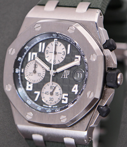 Royal Oak Offshore Chronograph 42mm in Titanium on Green Rubber Strap with Green Dial