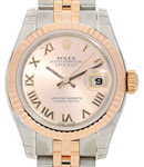 Datejust 26mm in Steel and Rose Gold Fluted Bezel on Jubilee Bracelet with Pink Roman Dial