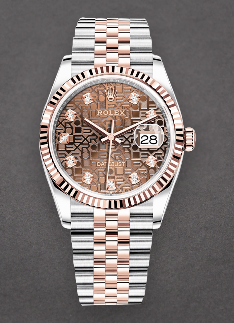 Pre-Owned Rolex Datejust 36mm in Steel with Rose Gold Fluted Bezel