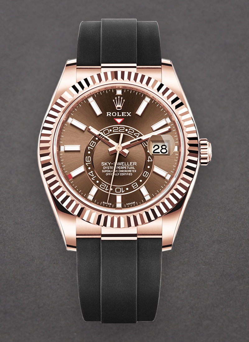 Pre-Owned Rolex Sky Dweller 42mm in Rose Gold with Fluted Bezel