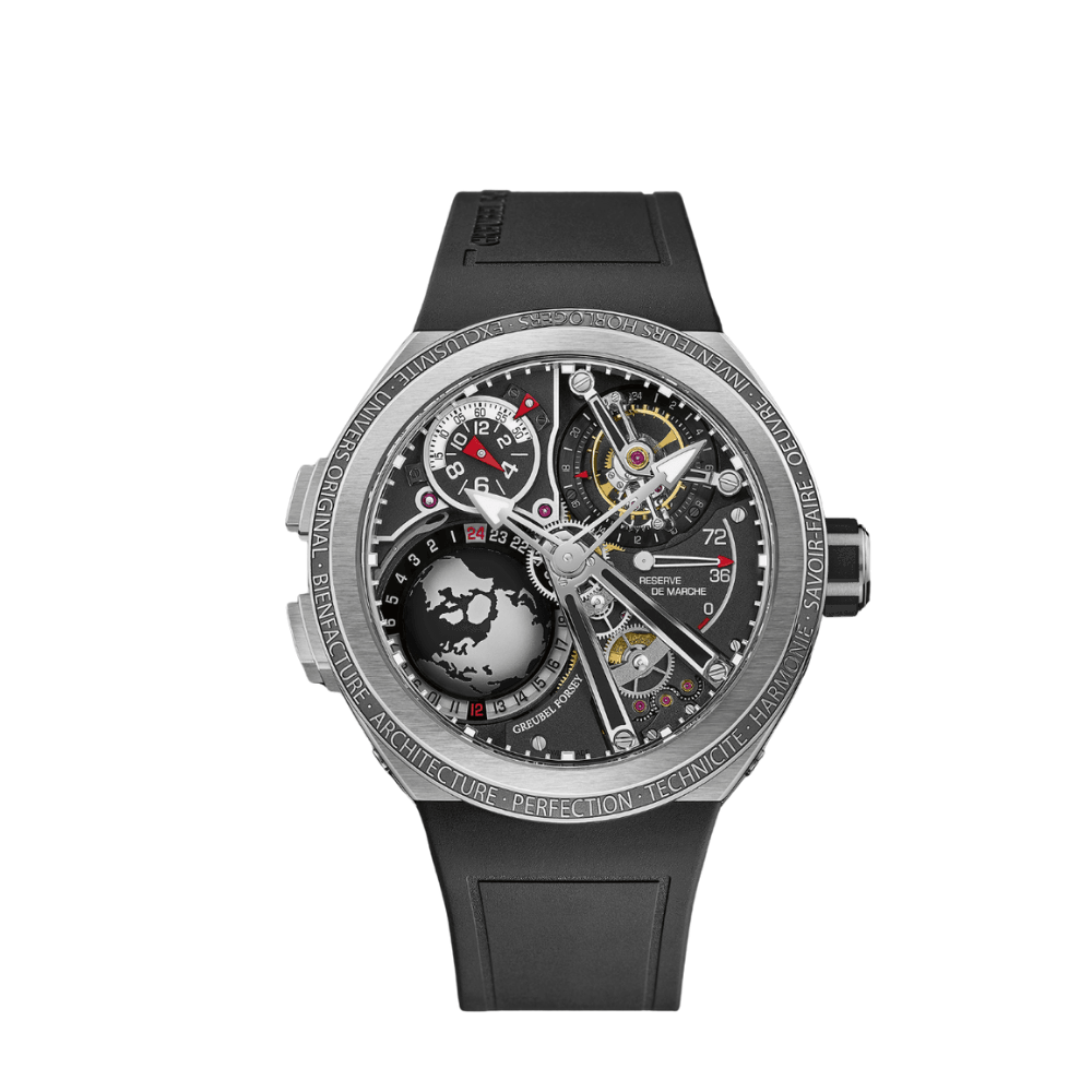 GMT Sport 43.5mm in Titanium on Black Rubber Strap with Openworked Dial