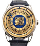 DB25C Maya Tourbillon 44.6 mm in White Gold on Blue Crocodile Leather with Gold Hand Engraved Dial with Mayan Hieroglyhics