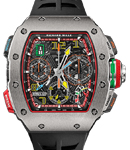 RM 65-01 Split-seconds Chronograph in Titanium on Black Rubber Strap with Skeleton Dial