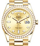 President Day-Date 36mm in Yellow Gold with Diamond Bezel on President Bracelet with Champagne Diamond Dial