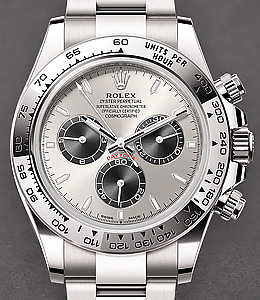 Daytona Cosmograph in White Gold with Engraved Bezel on White Gold Oyster Bracelet with Silver Dial - Black Subdials