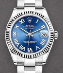 Mid Size 31mm Datejust in Steel with Fluted Bezel on Steel Oyster Bracelet with Blue Roman Dial