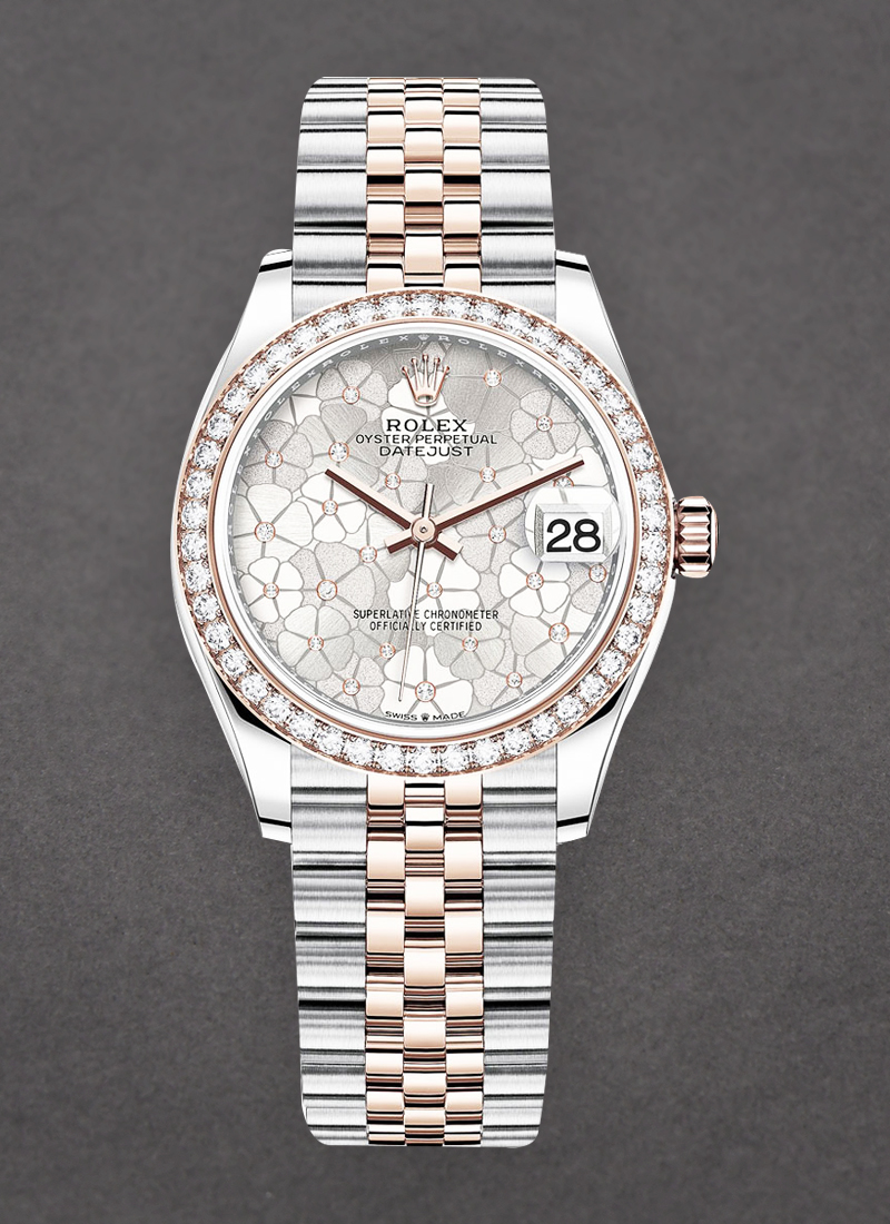 Rolex Unworn Datejust 31mm in Steel with Rose Gold Diamond Bezel