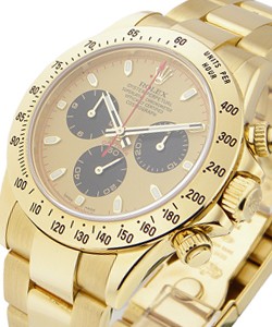 Daytona Chronograph in Yellow Gold with Tachymeter Bezel on Oyster Bracelet with Champagne Stick Dial - Black Subdials
