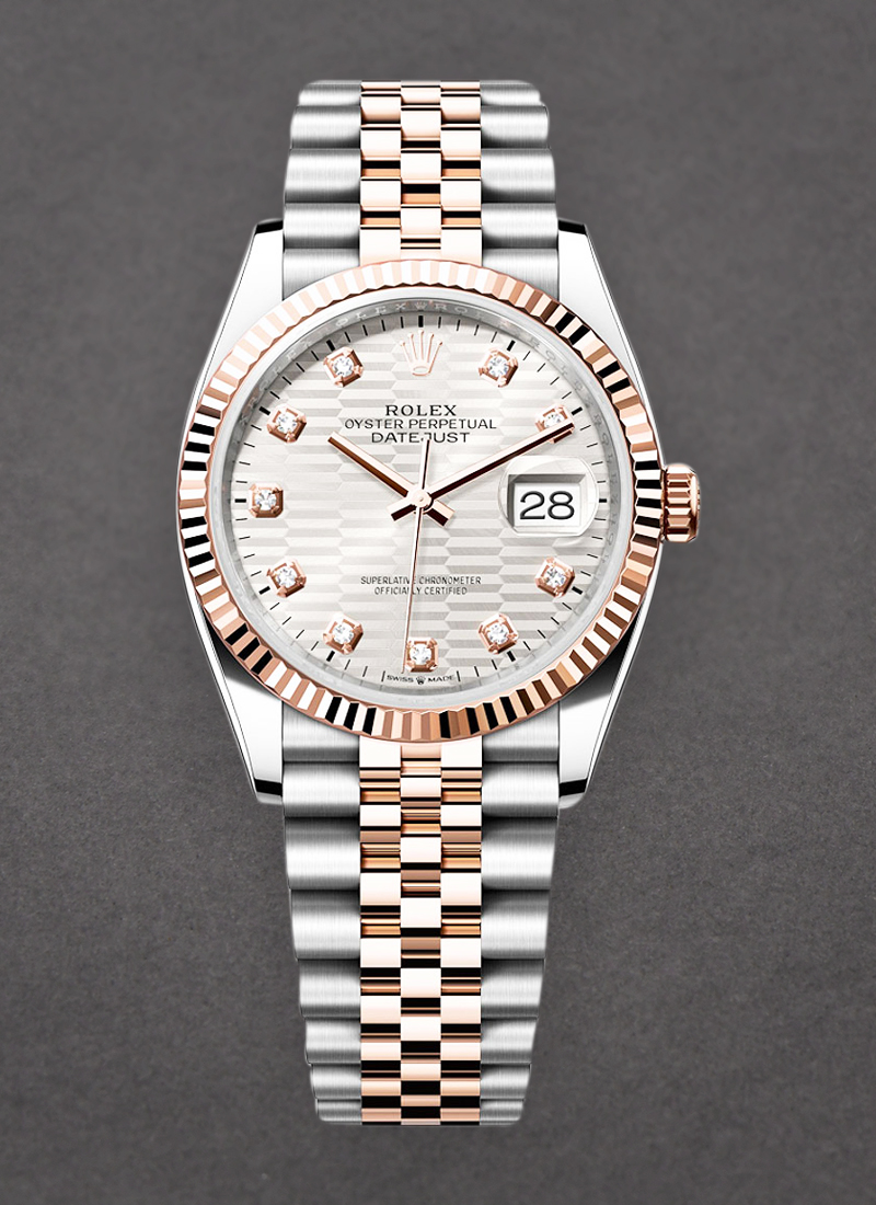 Rolex Unworn Datejust  36mm Steel with Rose Gold Fluted Bezel