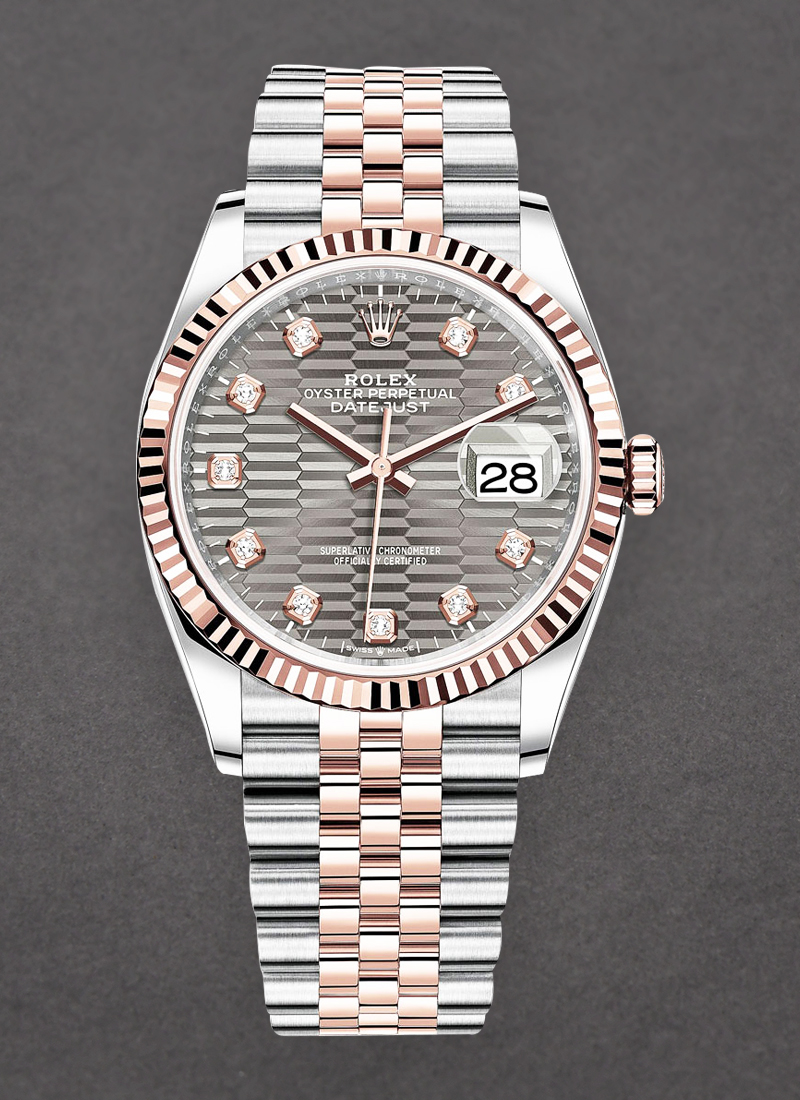 Rolex Unworn Datejust  36mm Steel with Rose Gold Fluted Bezel