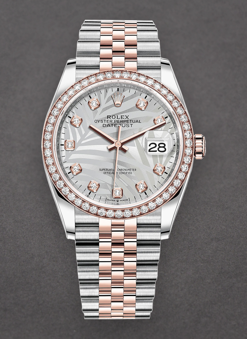 Rolex Unworn Datejust 36mm in Steel with Rose Gold Diamond Bezel