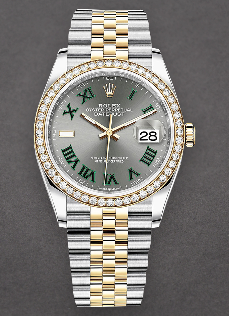 Rolex Unworn Datejust 36mm in Steel with Yellow Gold Diamond Bezel