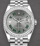 Datejust 36mm in Steel with Diamond Bezel on Steel Jubilee Bracelet with Wimbledon Dial
