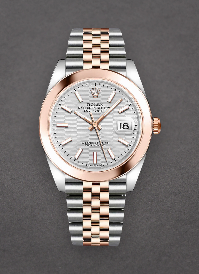 Rolex Unworn Datejust 41mm in Steel with Rose Gold Smooth Bezel