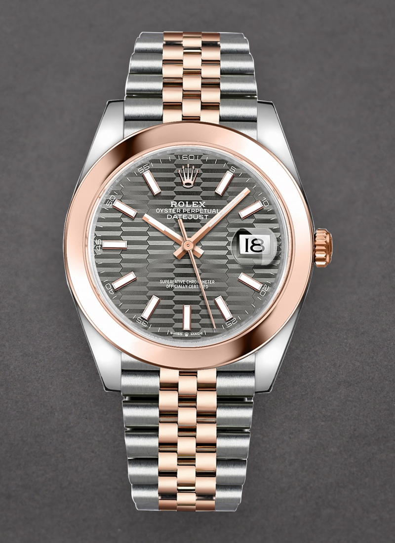 Rolex Unworn Datejust 41mm in Steel with Rose Gold Smooth Bezel