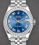 Mid Size Datejust 31mm in Steel with Diamond Bezel on Jubilee Bracelet with Blue Roman Dial