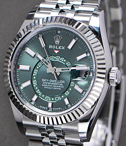 Sky Dweller Jubilee in Steel with Green Stick Dial