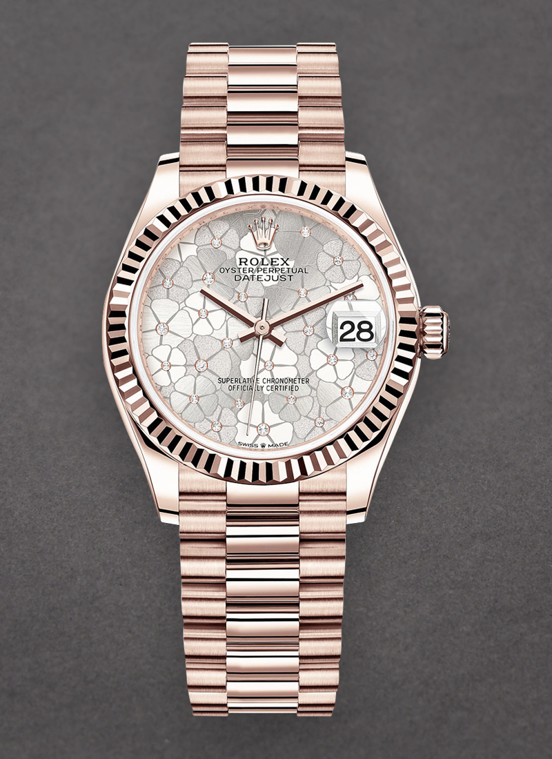 Rolex Unworn Datejust 31mm Mid Size in Rose Gold with Fluted Bezel