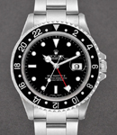 GMT - Master II 40mm in Steel with Black Bezel on Oyster Bracelet with Black Dial with Luminous Style Markers