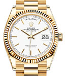 President Day-Date 36mm in Yellow Gold with Fluted Bezel on President Bracelet with White Index Dial