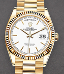 President Day-Date 36mm in Yellow Gold with Fluted Bezel on President Bracelet with White Index Dial