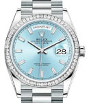 Day-Date 36mm President in Platinum with Diamond Bezel on President Bracelet with Glacier Blue Diamond Dial