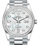 Day-Date 36mm President in Platinum with Diamond Bezel on President Bracelet with MOP Diamond Dial
