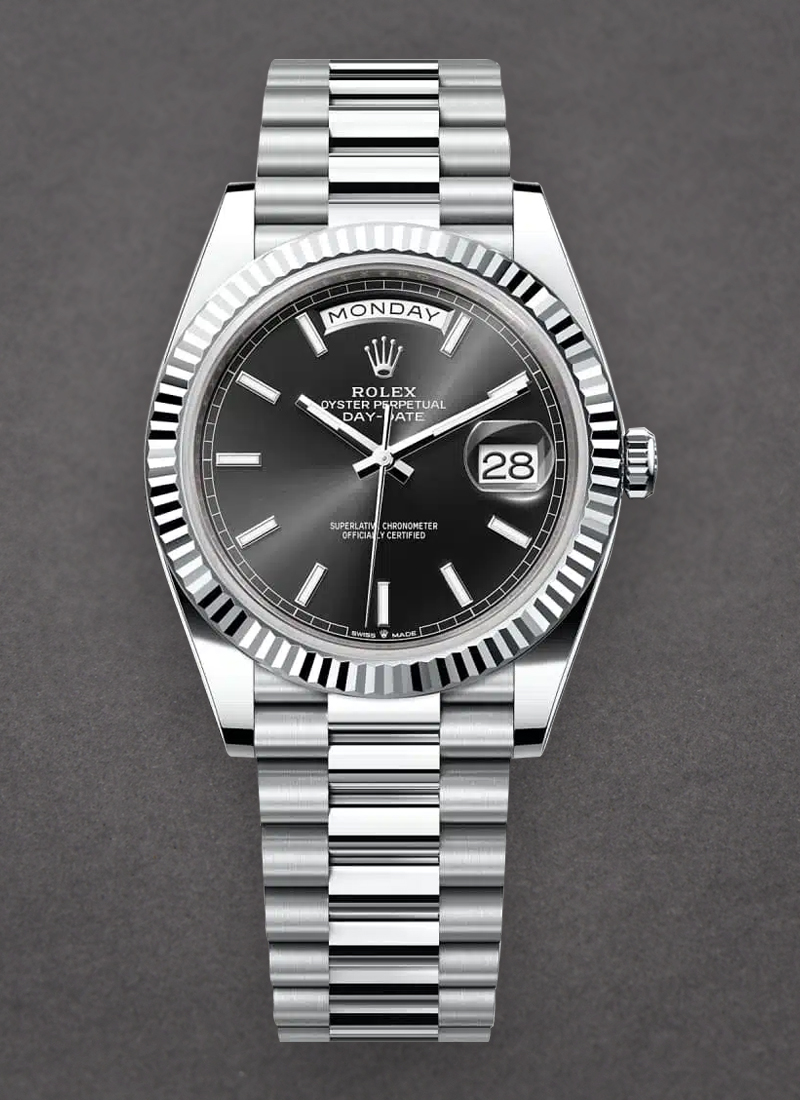 Rolex Unworn Day-Date President in Platinum  with Fluted Bezel