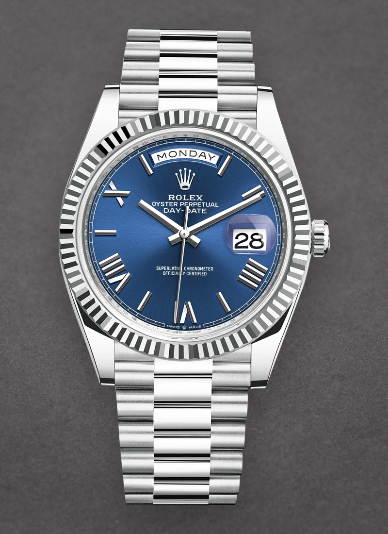 Rolex Unworn Day-Date Platinum President in PLatinum with Fluted Bezel