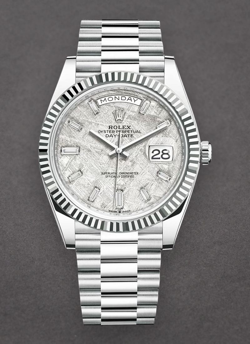 Rolex Unworn Day-Date Platinum President with Fluted Bezel